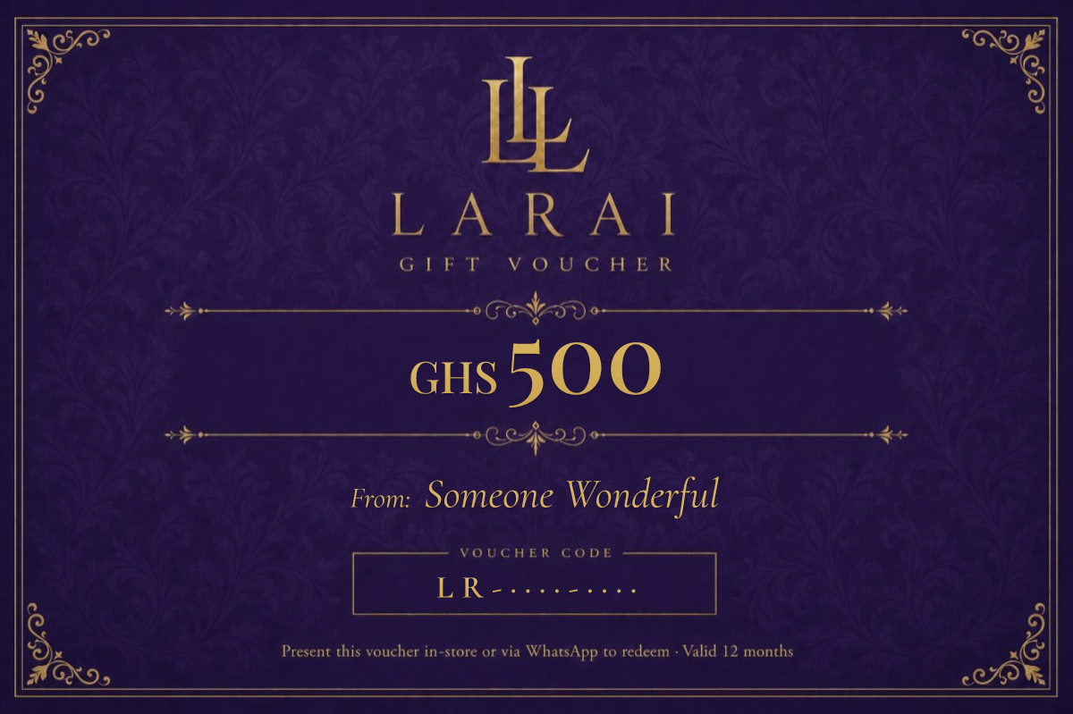 LARAI gift voucher sample for GH₵ 500 from Someone Wonderful